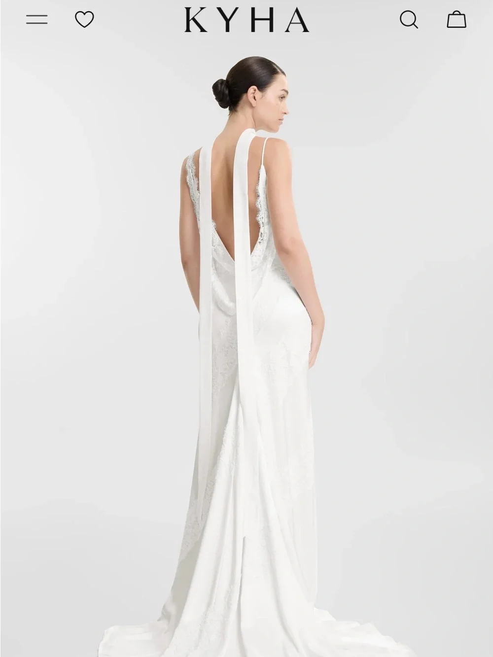 KYHA White Satin Bridal Neck Scarf - Wedding Dress Scarf